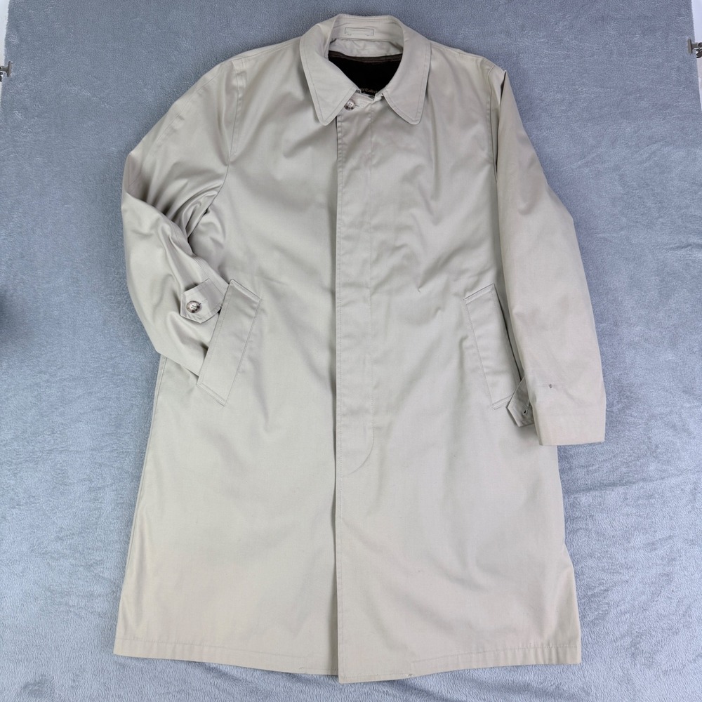 Cotswold Collection Dillards Vintage Tan Trench Coat Zip Out Faux Fur Liner 42R